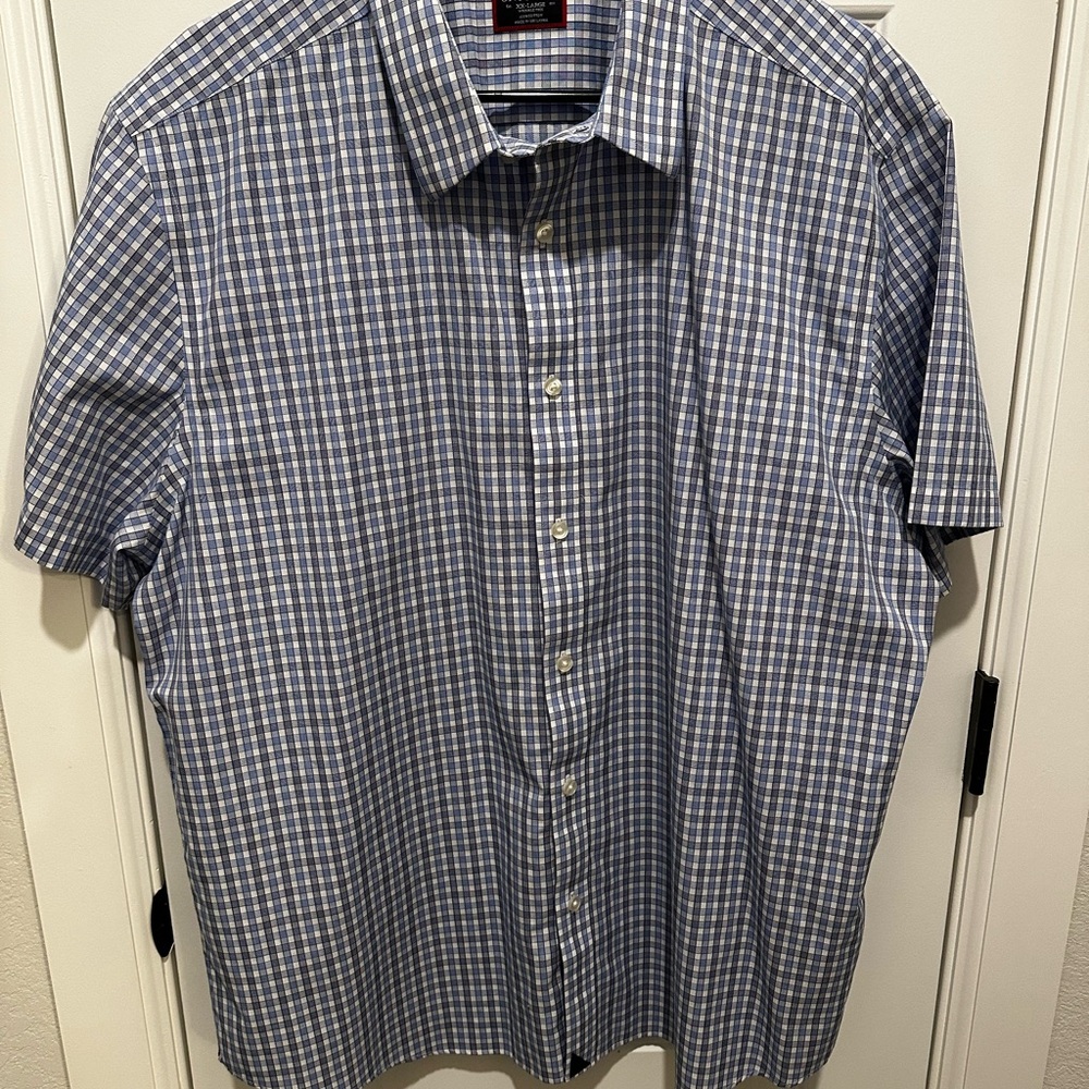 UNTUCKit Navy and White Plaid Button Down Shirt